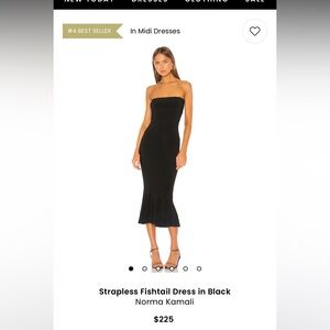 Norma Kamali Black Strapless Fishtail Dress - XS